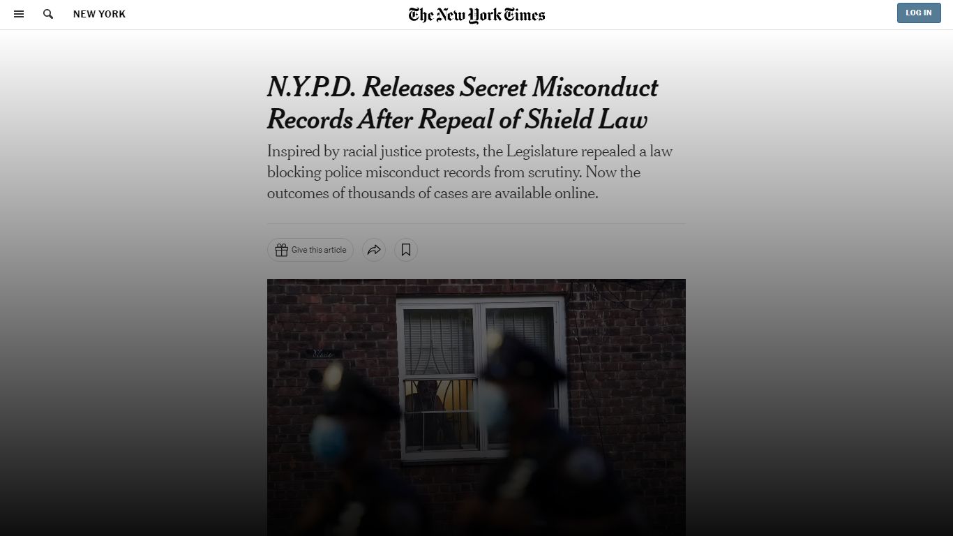 N.Y.P.D. Releases Secret Misconduct Records After ... - The New York Times